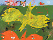 Cette œuvre sans titre de l'artiste Kitty Bruneau peinte en&nbsp;1974 compte parmi celles qui font partie de l'exposition présentée jusqu'au 24&nbsp;août.