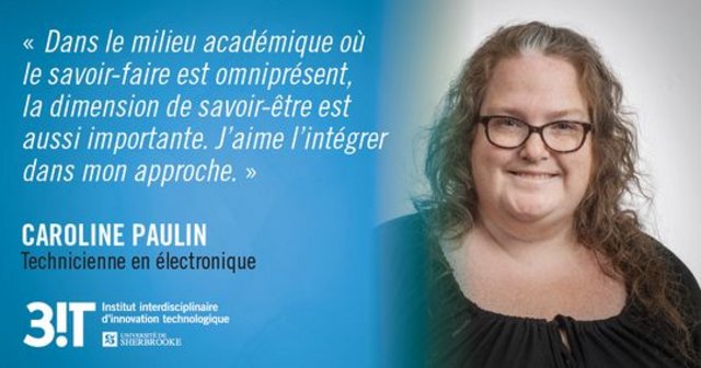 Citation de Caroline Paulin suivi d'une photo portrait