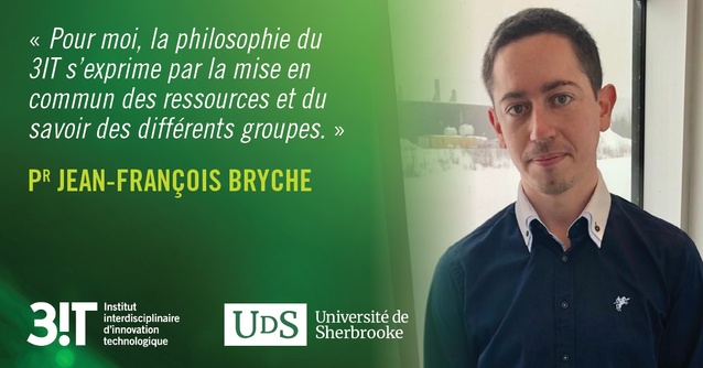 Photo portrait du Pr Jean-François Bryche suivi d'une citation sur un fond vert