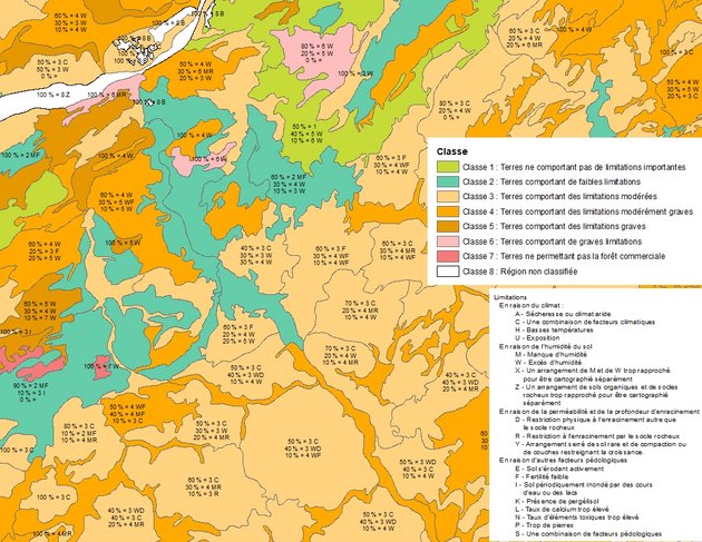 Exemple d'utilisation des données : Inventaire des terres du Canada : productivité forestière des terres - RNCan
