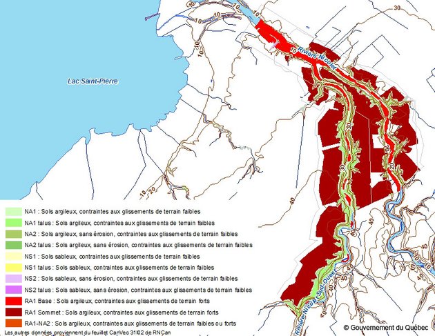 Exemple d'utilisation de Zone potentiellement exposée aux glissements de terrain