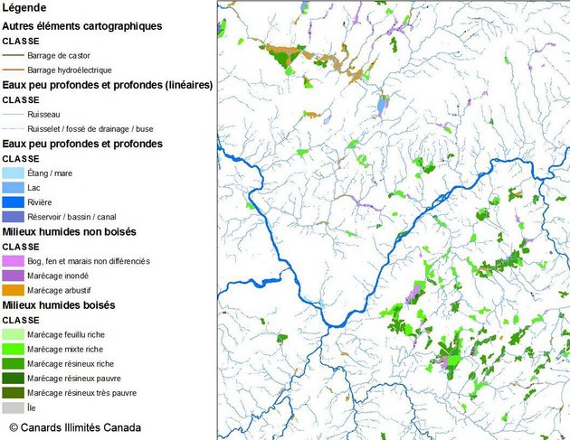 Exemple de l'utilisation des données : Classification des milieux humides et modélisation de la sauvagine dans le Québec forestier - Canards Illimités
