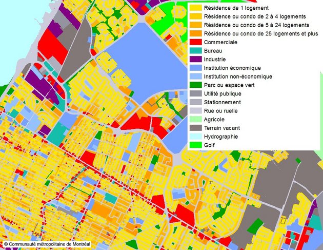 Exemple d'utilisation des données : Utilisation du sol - Communauté métropolitaine de Montréal