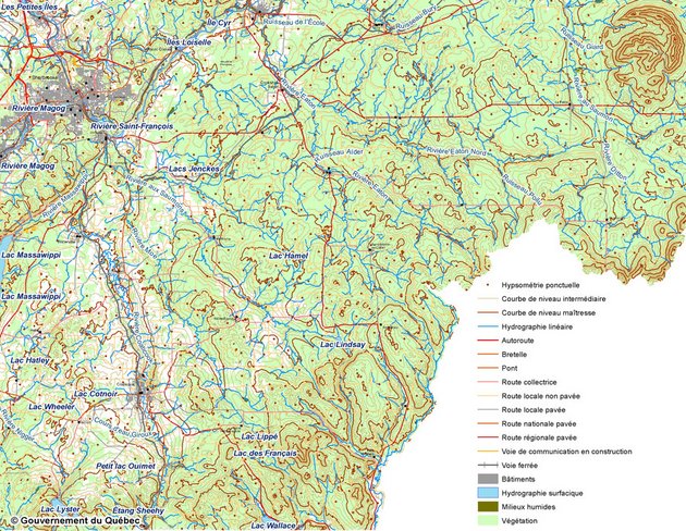 Exemple de l'utilisation des données : Cartes topographiques à l’échelle de 1:100 000 - MERN