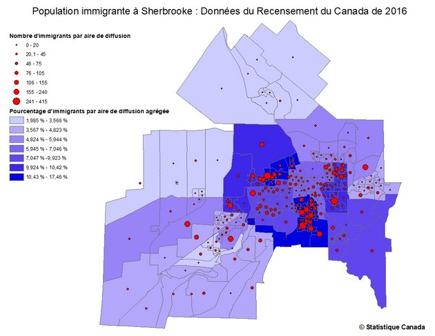 Exemple de cartographie créée à l'aide du guide : Cartographier des données du recensement de Statistique Canada