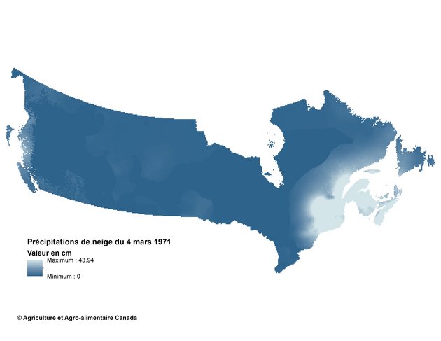 Exemple d'utilisation de Quadrillage de données climatiques quotidiennes au 10 km : 1961-2003, Canada