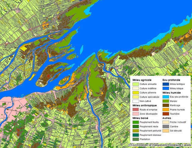 Exemple d'utilisation des données : Cartographie de l'occupation du sol des Basses-Terres du Saint-Laurent - Environnement et changements climatiques Canada
