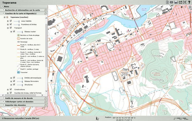 Exemple de carte numérisée de Québec topographique - BAnQ