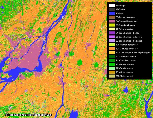 Exemple d'utilisation des données : Couverture du sol du Canada - RNCan