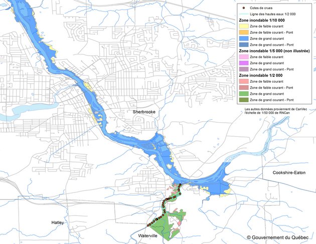 Exemple d'utilisation des données : Base de données des zones à risque d'inondation (BDZI) - MELCC