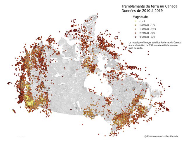 Exemple de tremblements de terre au Canada de 2010 à 2019