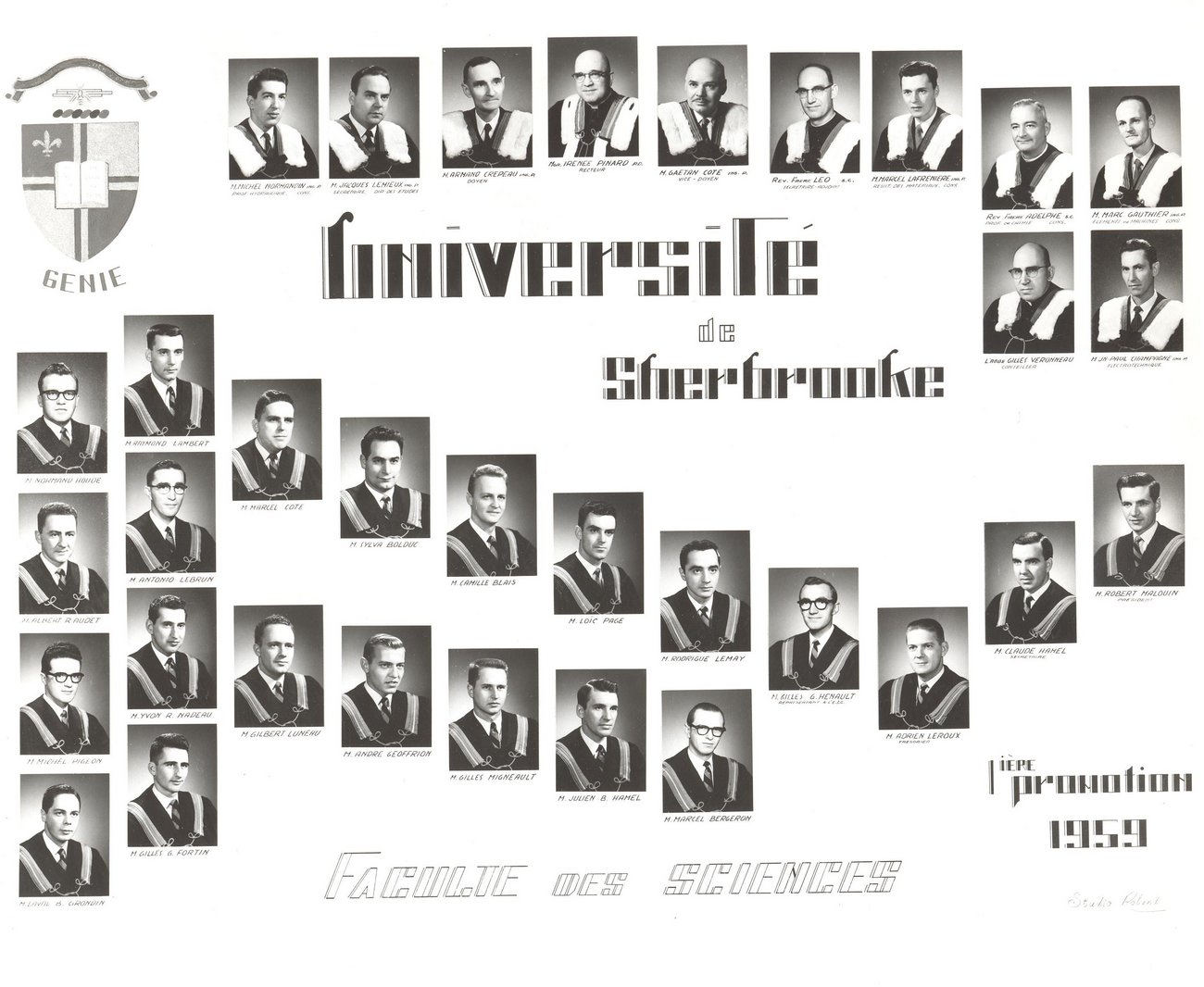 Mosaïque de la promotion 1959 en génie de la Faculté des sciences
