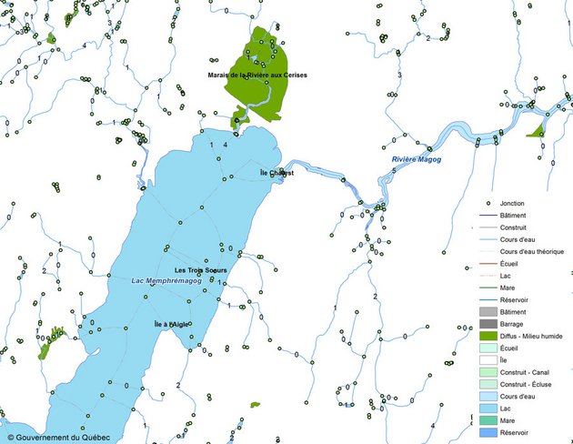 Exemple de l'utilisation des données : Géobase du réseau hydrographique du Québec (GRHQ) - MELCC et MERN