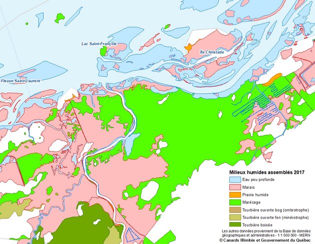 Exemple d'utilisation des données : Cartographie détaillée des milieux humides - Canards Illimités