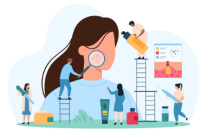 Photo de différents éléments reliés à la dermatologie