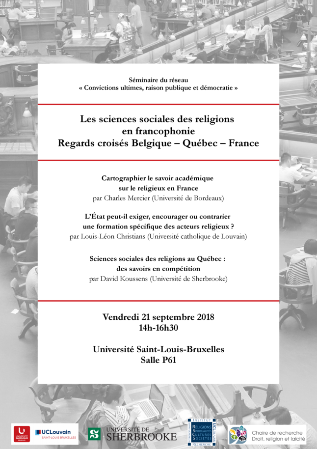 Séminaire Les sciences sociales des religions en francophonie. Regards croisés Belgique - Québec - France