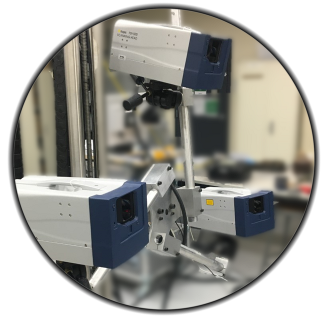Laser heads of the Polytec PSV-500-3D laservibrometer