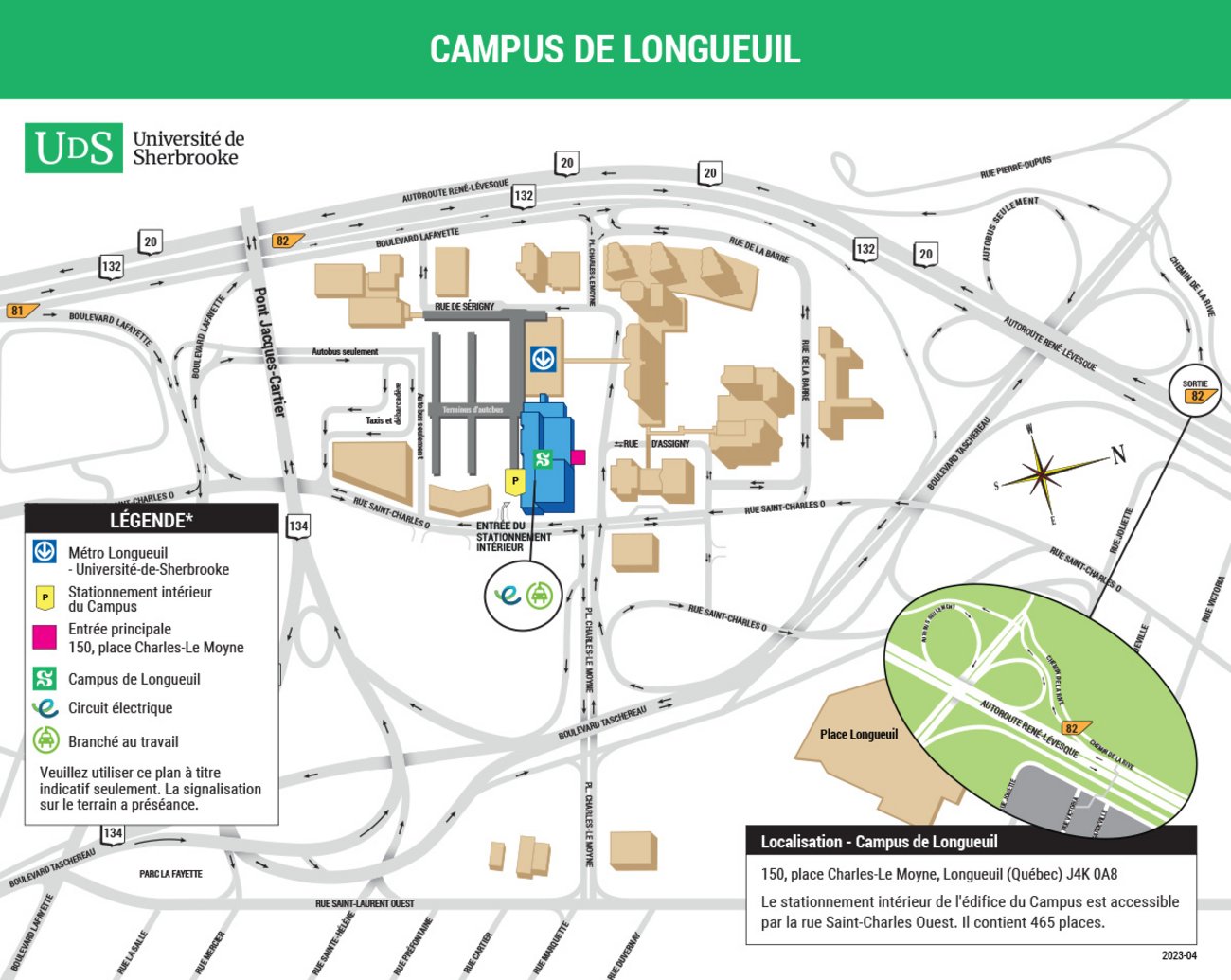 Plan illustré du Campus de Longueuil avec légende