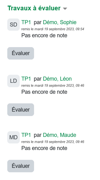 Activité Atelier, évaluation par les pairs, évaluation d'un travail, étape 1