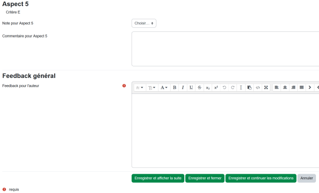 Activité Atelier, évaluation par les pairs, évaluation d'un travail, étape 2