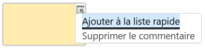 Ajouter une annotation à la liste rapide pour la réutiliser
