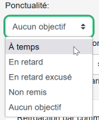 Sélection de la valeur d'un barème pour le niveau d'atteinte d'un objectif