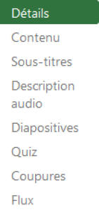 Menu de Navigation gauche en mode édition