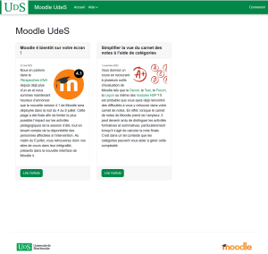 Page d'accueil de site Moodle