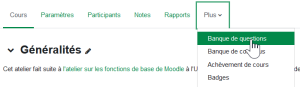 Interface de Moodle : Banque de questions