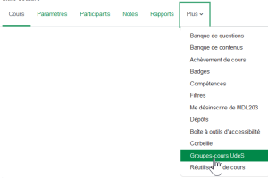 Interface de Moodle : groupes-cours UdeS