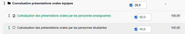 Réglage des coefficients au carnet de Notes