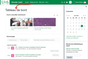 Tableau de bord Moodle 4