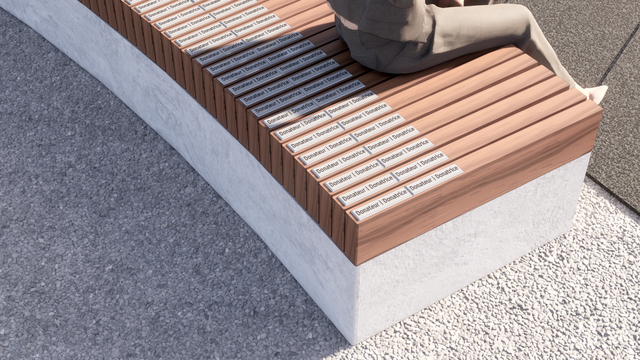 Banc honorant chaque donateur et donatrice