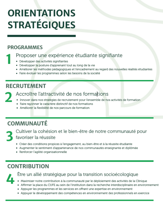 Planification stratégique du CUFE 2026-2028