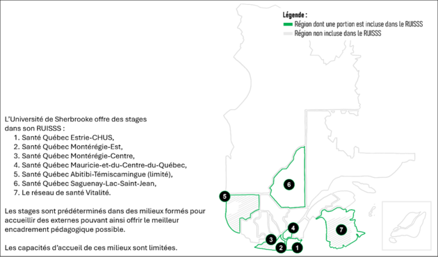 Carte du Réseau universitaire intégré de santé et de services sociaux de l’Université de Sherbrooke