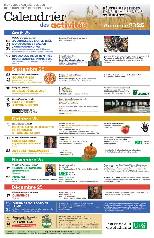 Activités automne 2025