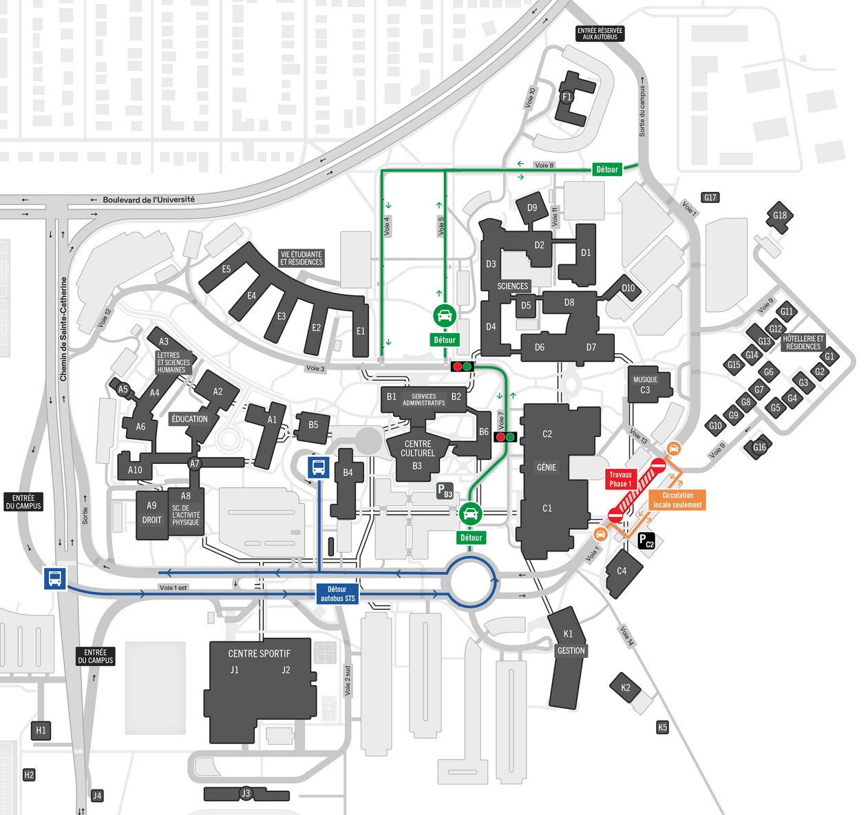 Travaux phase 1 et détours