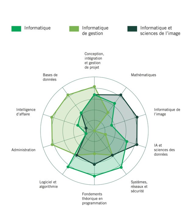 Diagramme en toile d'araignées pour représenter les 3 baccalauréats
