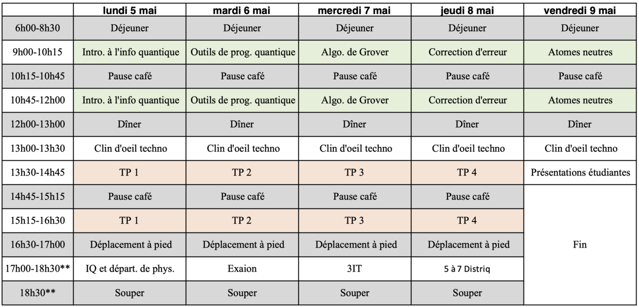 Horaire École 2025