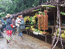 March de fruits frais sur la route de Toamasina.