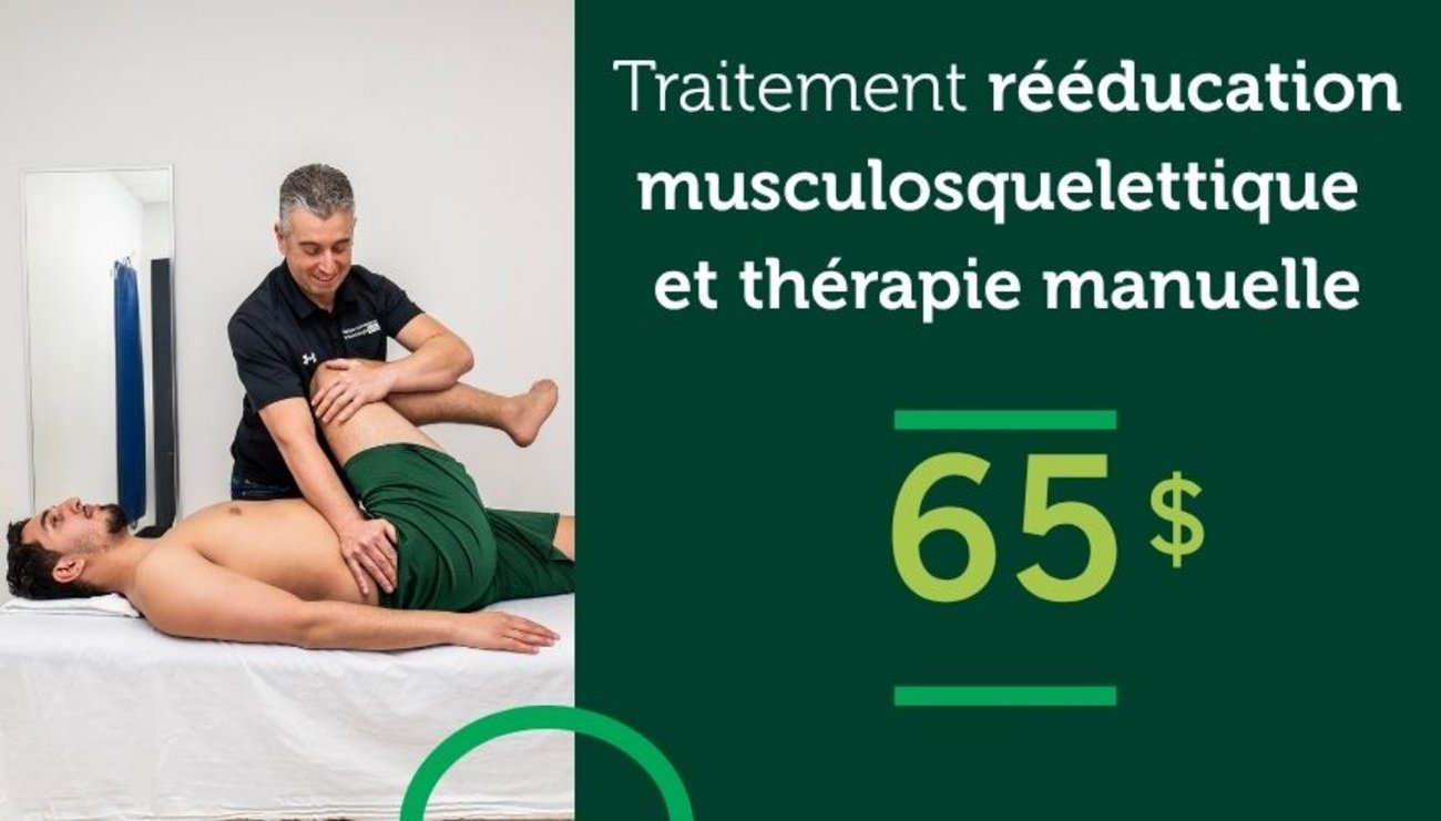 Traitement rééducation musculosquelettique et thérapie manuelle 65 $