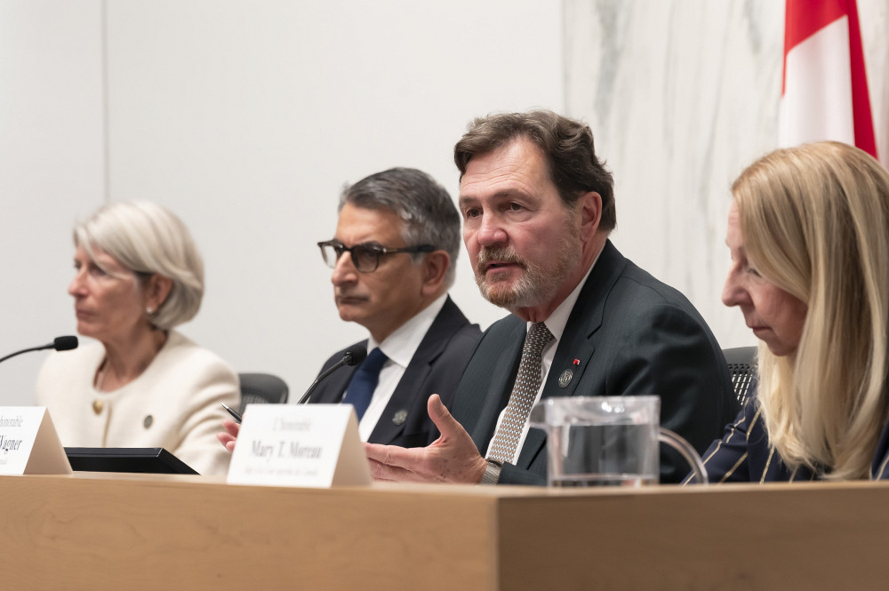 La juge en chef du Qu&eacute;bec, Manon Savard, le juge Mahmud Jamal, le&nbsp;juge en chef Richard Wagner et la juge Mary T. Moreau.