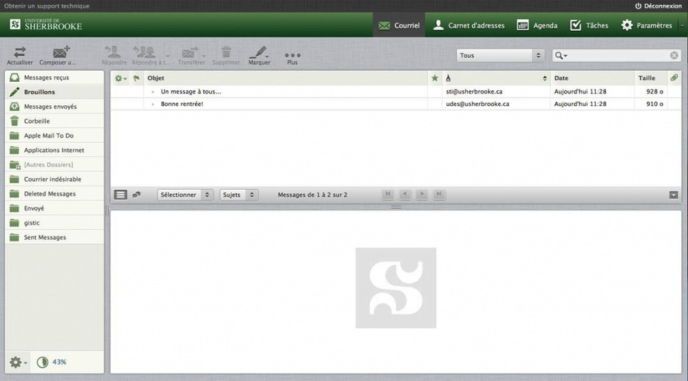 Capture d'&eacute;cran de la nouvelle interface
