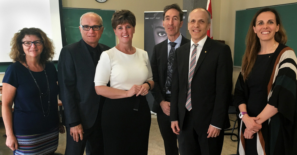 Pre Martine Morin, Pr Paul Grand&rsquo;Maison, l&rsquo;Honorable Marie-Claude Bibeau, Pr Fran&ccedil;ois Couturier, Pr Pierre Cossette et Sarah Stecko