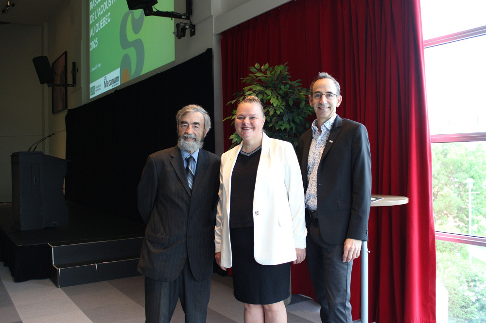 Jean Nicolas, fondateur du GAUS; Anne&nbsp;Lessard, vice-rectrice &agrave; la recherche et vice-rectrice aux relations internationales, UdeS; Jean Proulx,&nbsp;vice-recteur aux finances, aux infrastructures et au num&eacute;rique, UdeS.
