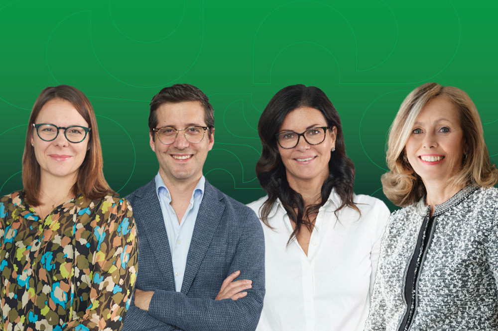 De gauche à droite : Karinne Bouchard, Matthew Cassar, Julie Godin et Monique Leroux forment la coprésidence d'honneur de la Grande Campagne de l'UdeS.