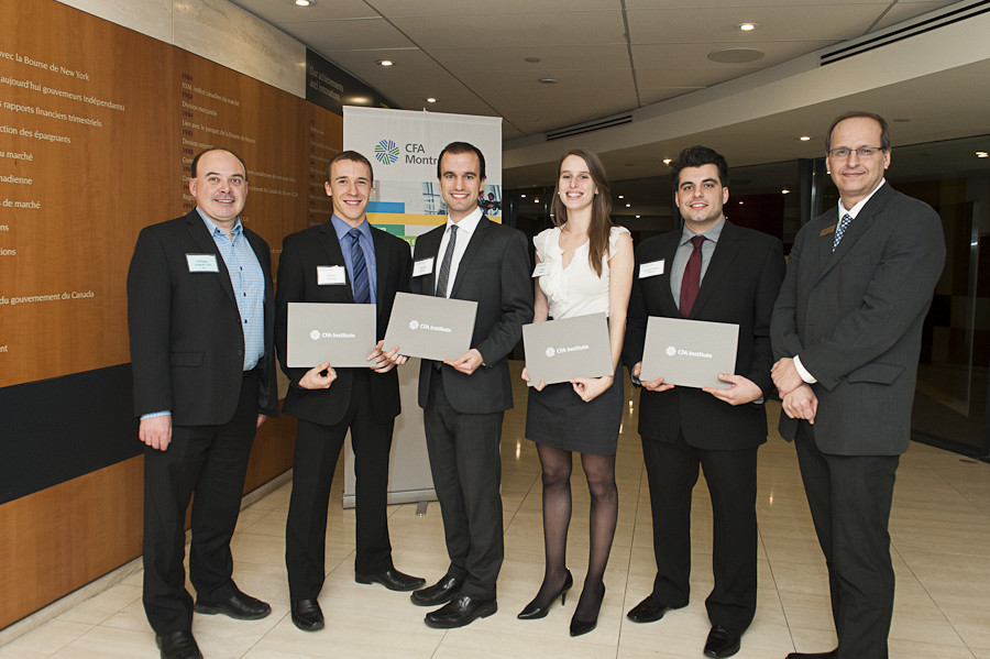 Philippe Gingras, CFA Qu&eacute;bec, Nicolas Poirier, Charles Fournier, Marie Gravel, Laurent-Olivier Villiard et Jacques Lussier, CFA Montr&eacute;al