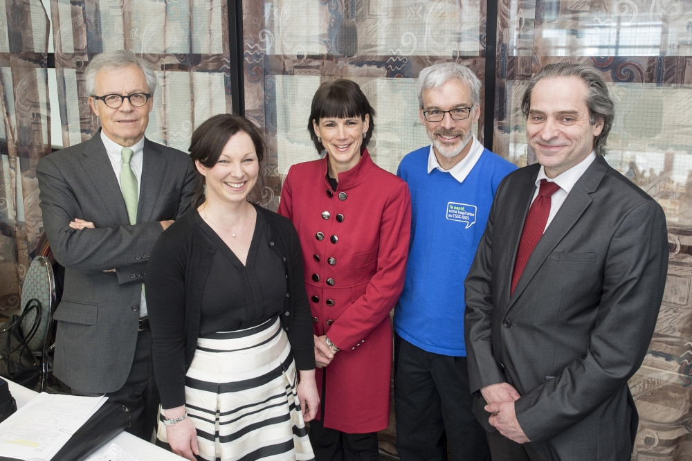De gauche &agrave; droite: Yves Garcier, France St-Hilaire, Jos&eacute;e Paquette, Richard Leclerc et Fran&ccedil;ois Coderre.