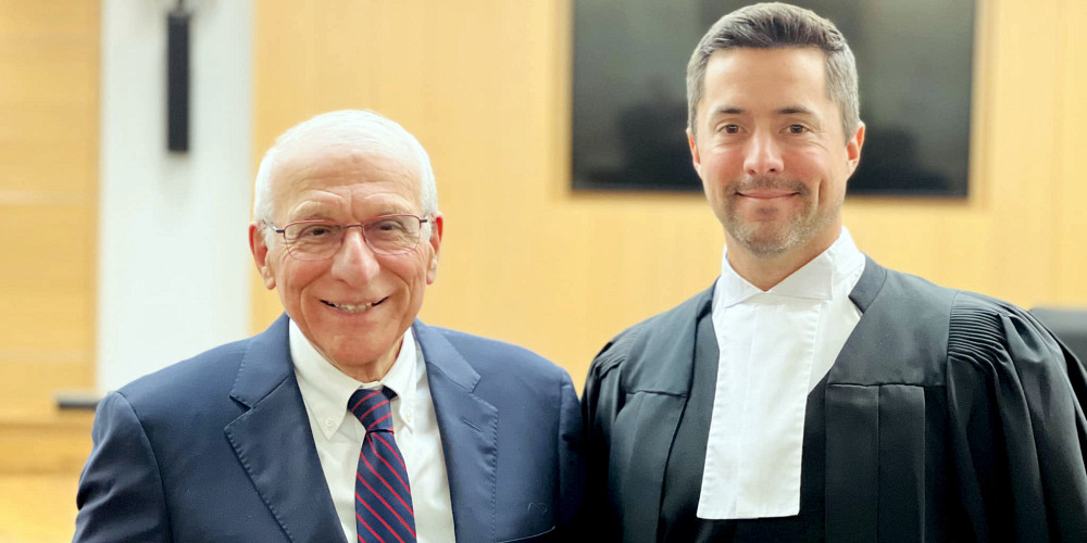 Le professeur Robert P. Kouri en compagnie du b&acirc;tonnier du district de&nbsp;Saint-Francois, Me Jean-Guillaume Blanchette.