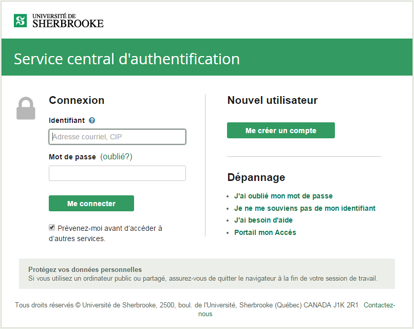 Aper&ccedil;u de la nouvelle interface d'authentification qui sera en ligne &agrave; compter du mardi 23 f&eacute;vrier.